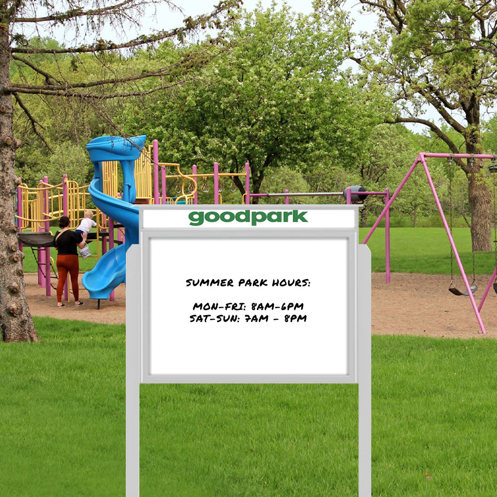 24x32 Viewable Area Outdoor Magnetic White Dry Erase Board with Header ...