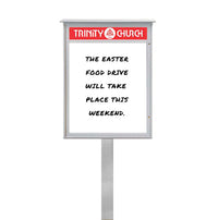 8 1/2" x 11" Standing Outdoor Message Center - Magnetic White Dry Erase Board