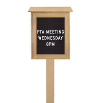 Free Standing 11x14 Single Door (Single Post) Outdoor Letter Board Message Center with Posts - Left Hinged