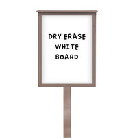 16" x 34" Outdoor Message Center - Magnetic White Dry Erase Board with Post