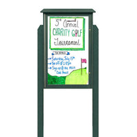 24" x 48" Outdoor Message Center - Magnetic White Dry Erase Board with Posts
