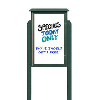 36" x 48" Outdoor Message Center - Magnetic White Dry Erase Board with Posts