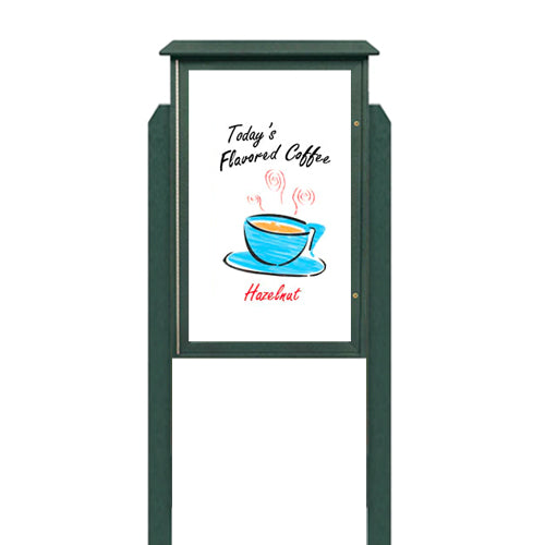 48" x 48" Outdoor Message Center - Magnetic White Dry Erase Board with Posts