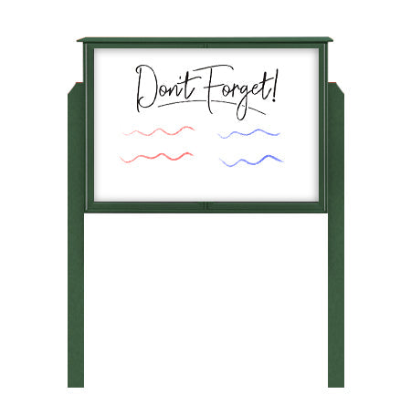 20" x 20" Outdoor Message Center - Magnetic White Dry Erase Board with Posts