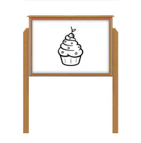 24" x 24" Outdoor Message Center - Magnetic White Dry Erase Board with Posts