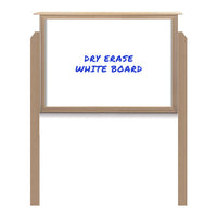 27" x 39" Outdoor Message Center - Magnetic White Dry Erase Board with Posts