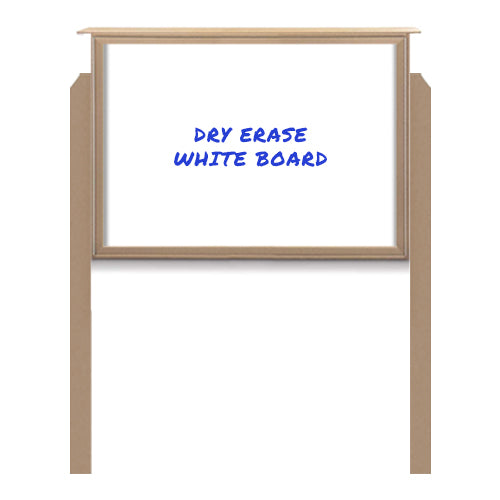 27" x 39" Outdoor Message Center - Magnetic White Dry Erase Board with Posts