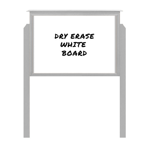 27" x 41" Outdoor Message Center - Magnetic White Dry Erase Board with Posts