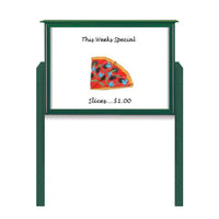 30" x 36" Outdoor Message Center - Magnetic White Dry Erase Board with Posts