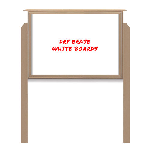 42" x 42" Outdoor Message Center - Magnetic White Dry Erase Board with Posts