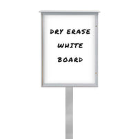 8 1/2" x 11"  Outdoor Message Center - Magnetic White Dry Erase Board with Posts