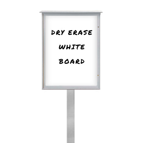 8 1/2" x 11"  Outdoor Message Center - Magnetic White Dry Erase Board with Posts