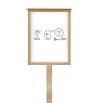 8 1/2" x 14  Outdoor Message Center - Magnetic White Dry Erase Board with Posts