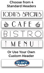 Outdoor Enclosed Magnetic Restaurant Menu Cases with Header Ideal for 11" x 17" and other Portrait and Landscape Menu Sizes
