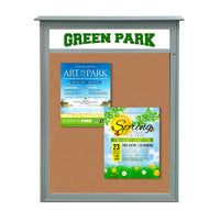 36x48 Outdoor Cork Board Message Center with Header - LEFT Hinged (Image Not to Scale)