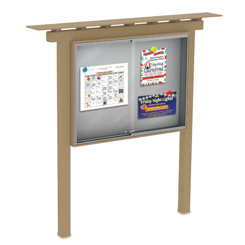 Outdoor Classroom Cabinet Magnetic White Dry Erase Board - 52" x 40" | Sliding Doors with Posts