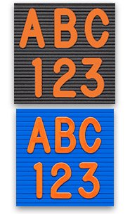 ORANGE Helvetica Changeable Letter Sets | Character Sets | Number Sets | Directory Board Letters | Letter Board Letters
