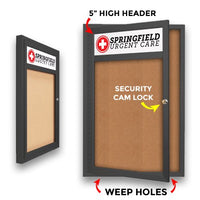 Outdoor Enclosed Bulletin Boards with Personalized Message Header | Single Locking Door 12+ Sizes