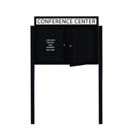 Outdoor Enclosed Letter Boards with Header, Radius Edges and 2 Leg Posts (Multiple Doors)