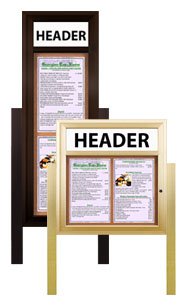 Outdoor Enclosed Menu Cases with Header, Lights & Leg Posts (11