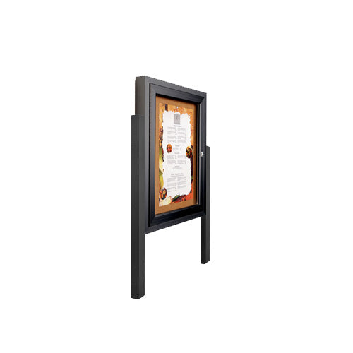 Outdoor Enclosed Menu Case with Posts | Restaurant Menu Display with Lockable Single Door in 15 Sizes