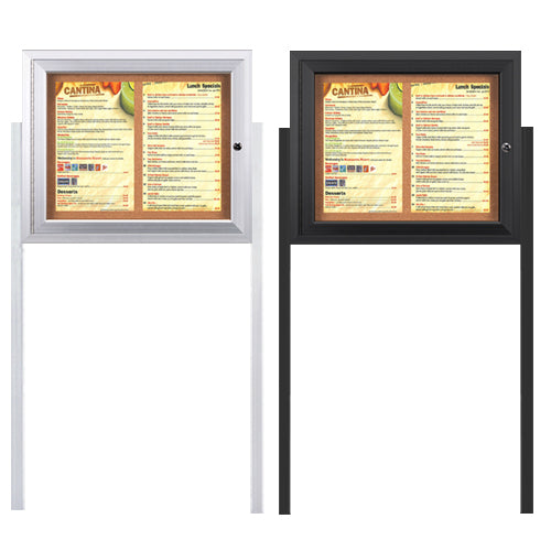 Display Case Menu Rustic Outdoor Menu Display Cases Lighted with Leg Posts For 8.5x14 Menus ...