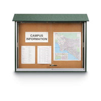 ECO-FRIENDLY 52" x 40" OUTDOOR MESSAGE CENTER CORK BOARD WITH SLIDING DOORS