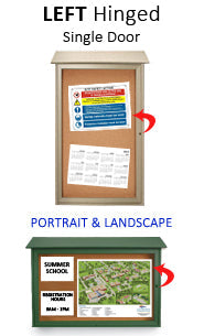 22" x 28" Outdoor Message Center Cork Board | LEFT Hinged - Single Door Information Board