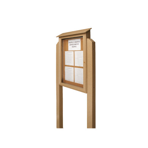 Outdoor Message Center with Posts 38x54 (Shown in Sand) (Single Door - LEFT Hinged)