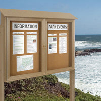 Free Standing 48x48 Double Door Message Cork Board is Perfect for Outdoor Postings