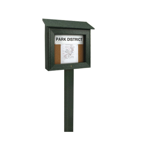 18 x 18 Outdoor MINI Message Center Cork Board Display on Post