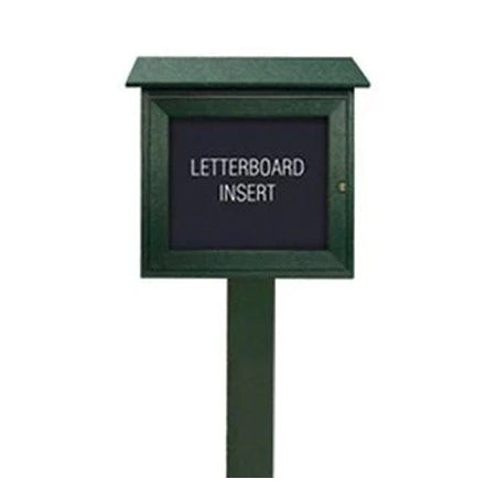 Outdoor "MINI" Message Center Letter Board 18" x 18" with Post  | Left Hinged - Single Door