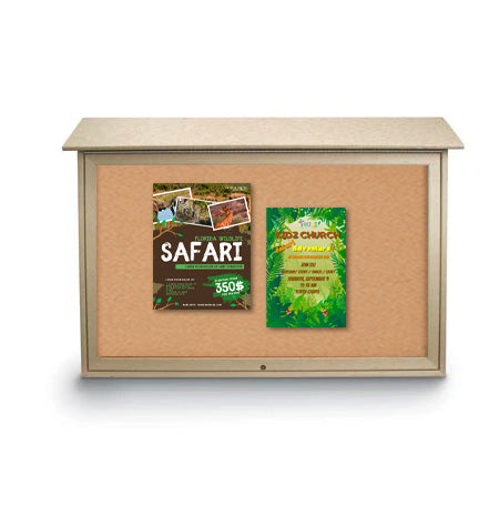 45x30 Outdoor Message Center TOP Hinged with Cork Board Wall Mounted - Eco-Friendly Recycled Plastic Enclosed Information Board