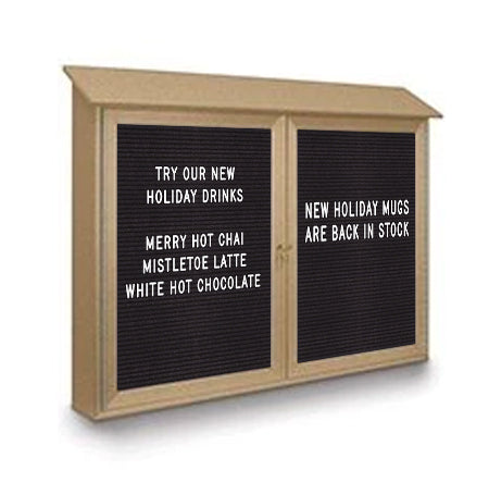 Double Door Outdoor Message Center Changeable Letter Boards Wall Mount Display Case