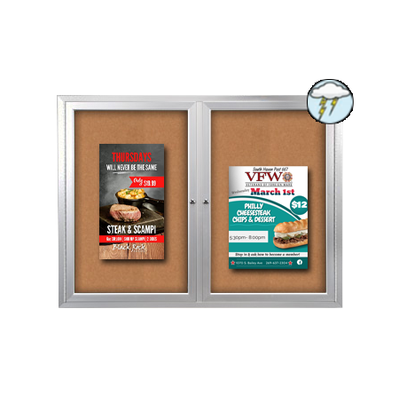 All-Weather SwingCase 60 x 36 Outdoor Enclosed Bulletin Board with 2-Door Lockable Metal Cabinet