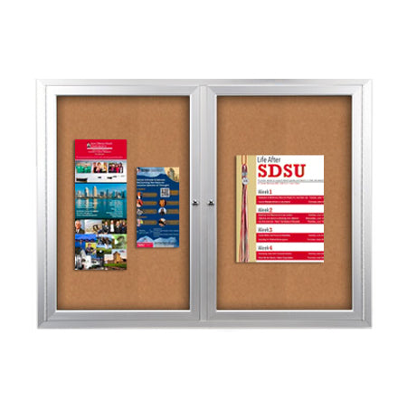 All-Weather SwingCase 60 x 40 Outdoor Enclosed Bulletin Board with 2-Door Lockable Metal Cabinet