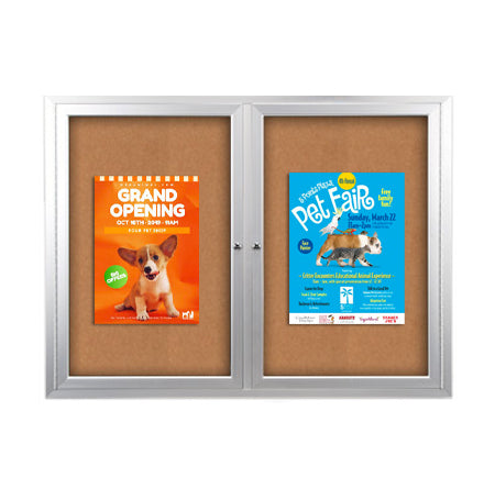 SwingCase 96 x 24 Outdoor Enclosed Bulletin Boards 2 DOOR