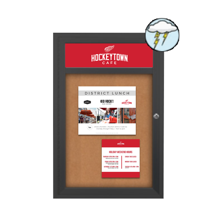 Outdoor Enclosed Bulletin Boards with Header 19 x 24 (Single Door)