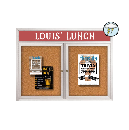 Enclosed Outdoor Bulletin Boards 40" x 40" with Message Header (2 DOOR)