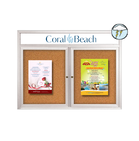 Enclosed Outdoor Bulletin Boards 48" x 60" with Message Header (2 DOOR)