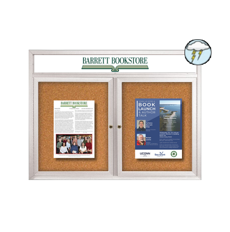 Enclosed Outdoor Bulletin Boards 50" x 40" with Message Header (2 DOOR)