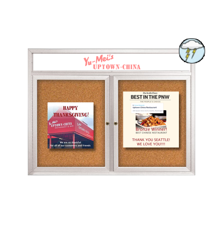 Enclosed Outdoor Bulletin Boards 50" x 50" with Message Header (2 DOOR)