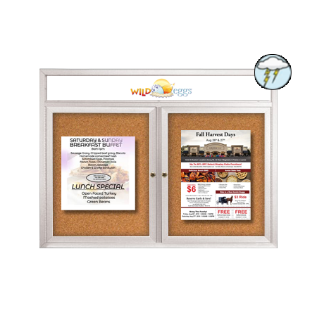 Enclosed Outdoor Bulletin Boards 60" x 24" with Message Header (2 DOOR)