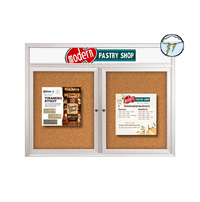 Enclosed Outdoor Bulletin Board 72x24 with Two Door Metal Cabinet + Your Personalized Message Header