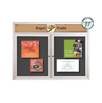 Enclosed Outdoor Bulletin Boards 96" x 24" with Message Header (2 DOOR)