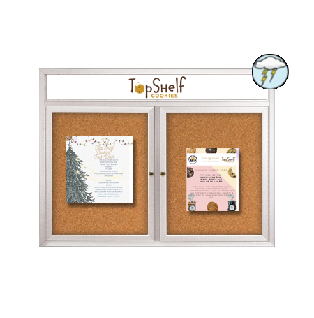 Enclosed Outdoor Bulletin Boards 96" x 36" with Message Header (2 DOOR)