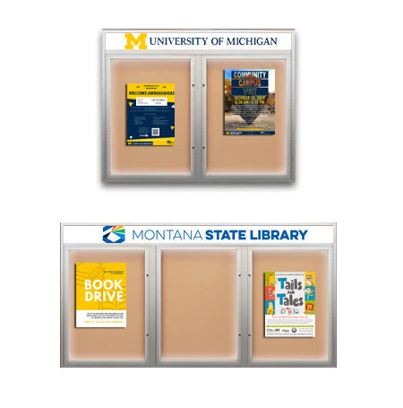 EXTREME WeatherPlus™ Enclosed Outdoor Bulletin Boards with Your Message Header | Locking 2 and 3 Door Display Cases in 35+ Sizes