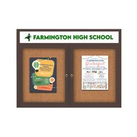 60 x 24 Enclosed Outdoor Bulletin Boards with Header & Lights 2 DOOR