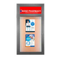 Outdoor LED Lighted Enclosed Bulletin Boards 18 x 24 with Header (Single Door)