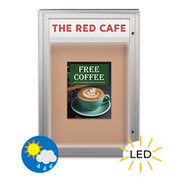 EXTREME WeatherPLUS™ Outdoor Enclosed Bulletin Boards with Personalized Message Header + LED Lights | Locking Metal Display Case in 15+ Sizes and Custom